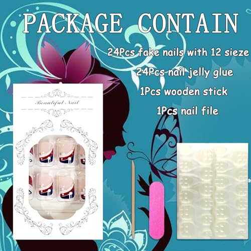 Independence Day Short Square Press on Nails Patriotic False Nails