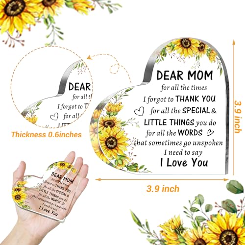 Mom Acrylic Heart Sign - Thoughtful Birthday Gift from Daughter/Son