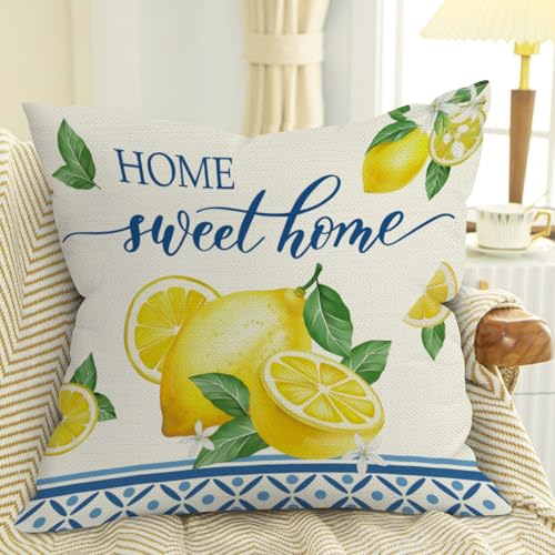 Mediterranean Lemon Throw Pillow Covers - Set of 4, 18x18