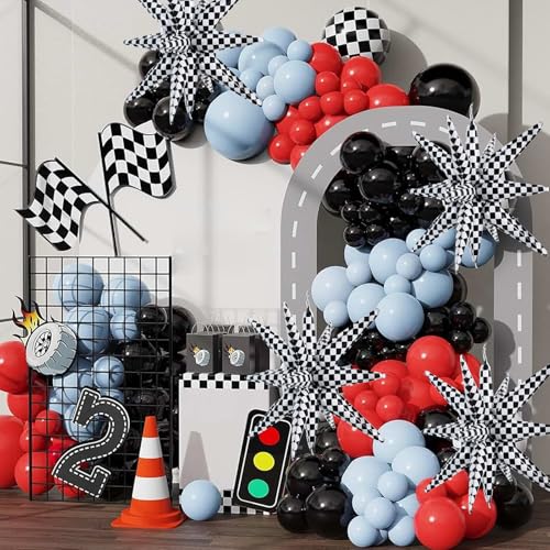 TONIFUL 22 Inch Checkered Star Balloons - 4 Pack Party Decor