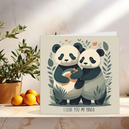 Cute Panda Anniversary Card - Love You Greeting for Couples