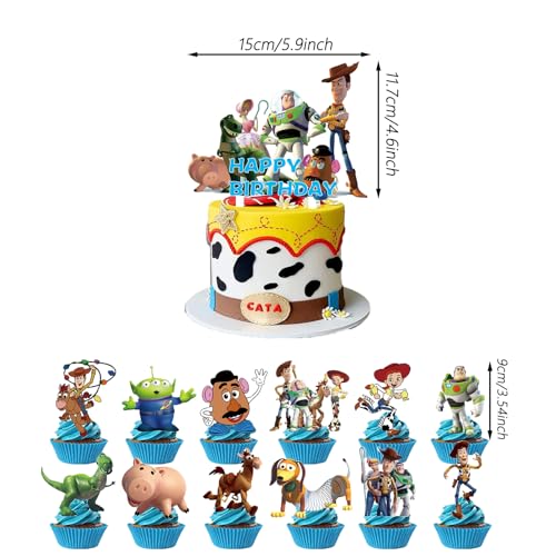 25Pcs Cartoon Birthday Cake Topper Set for Kids Party Decorations