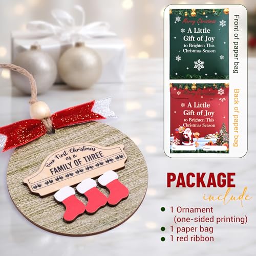 Family of 3 Christmas Ornament 2025 Wooden Holiday Keepsake