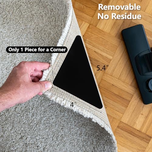 25 Pcs Non Slip Rug Tape Grippers for Hardwood Floors - Reusable & Washable Carpet Pads