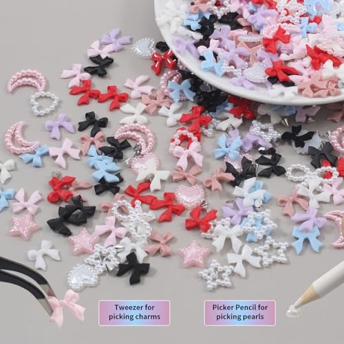 Artdone 3D Nail Art Charms and Studs Kit with Tweezers - 12 Grids
