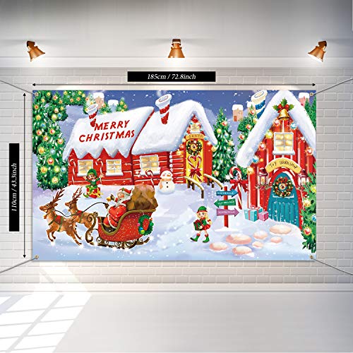 Christmas Wall Scene Santa Workshop and Toy Shop Backdrop - Extra Large Holiday Decor