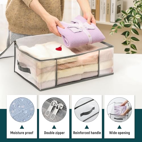 LANDNEOO 3-Pack Foldable Clothes Storage Bags 35L Closet Organizer with Handles
