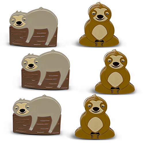 Sloth Chip Clips Set - 6 Woodland Food Bag Sealers
