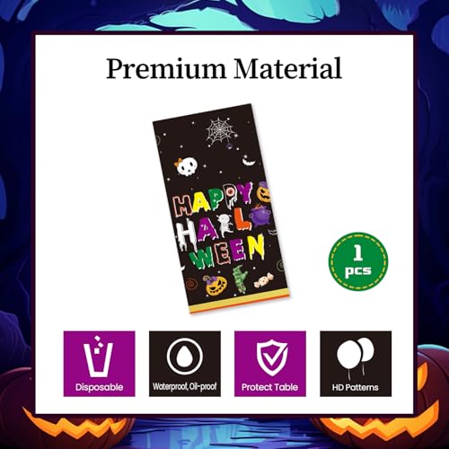 Disposable Halloween Tablecloth Black Plastic Rectangle Table Cover