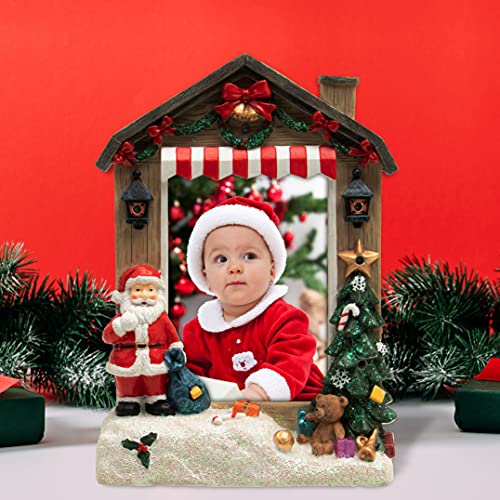 Light Up Santa Claus Christmas Resin Picture Frame - 4x6 Inches