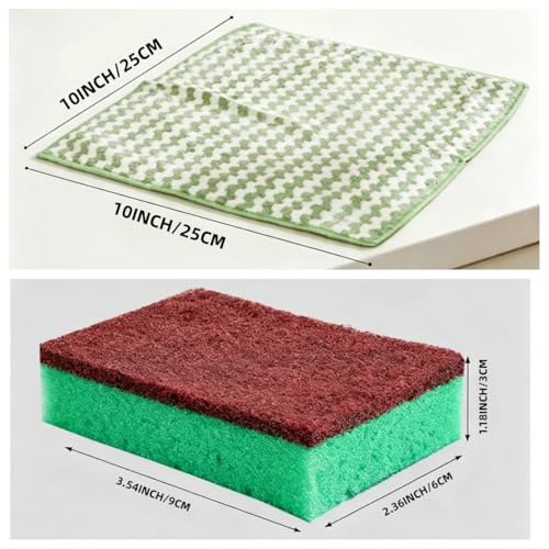 GMLRKY Kitchen Cleaning Set: 5 Microfiber Cloths & 3 Sponges