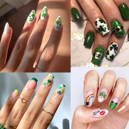 St. Patrick's Day 3D Nail Art Stickers - 6 Sheets Green Shamrock Decals