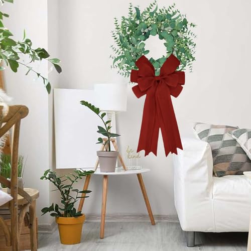 Burgundy Oversized Burlap Bows for Christmas Tree & Wreaths - Double Pack