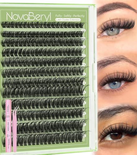 NovaBeryl 60D Wispy Lash Clusters Kit with Bond, Seal, and Tweezers
