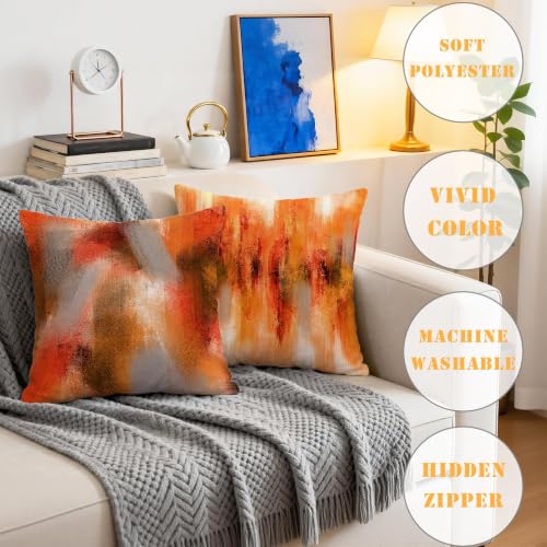 Hexagram 18x18 Burnt Orange Throw Pillow Covers (Set of 4)