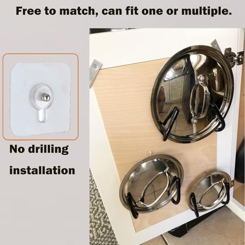 Pot Lid Organizer Rack - Wall & Cabinet Mount, Rustproof, Space Saver