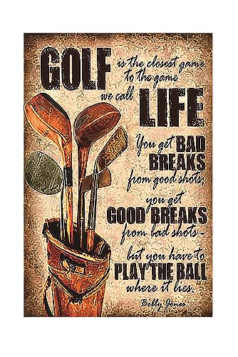 Golf Metal Sign for Wall Decor - 8x12 Inch Tin Plaque