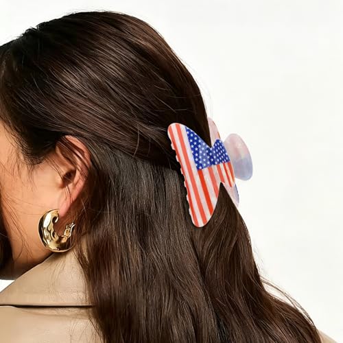 CURASA Patriotic American Flag Hair Claw Clips 3-Pack Set