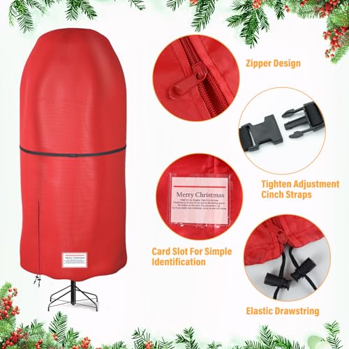 7.5FT Christmas Tree Storage Bag - Red, Tear Resistant Oxford Fabric, Adjustable