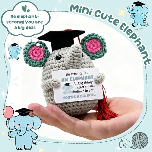 Handmade Crochet Elephant Graduation Gift - 2026 Motivational Decor