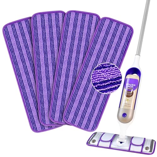 Reusable Mop Pads for Swiffer Power Mop - 4 Pack, Cationic Material