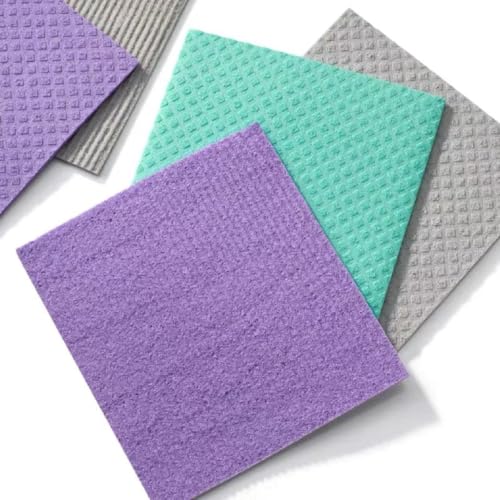 Reusable Cellulose Sponge Cloths 5pcs - Absorbent Eco-Friendly Kitchen & Car Wipes (Random Color, Vacuum Pack)