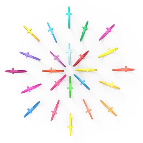 YalsFTY 24 PCS Colorful Cross Silicone Bracelets – Christian Rubber Wristbands for Teens, Adults, Waterproof, 54.4mm Diameter (Small)
