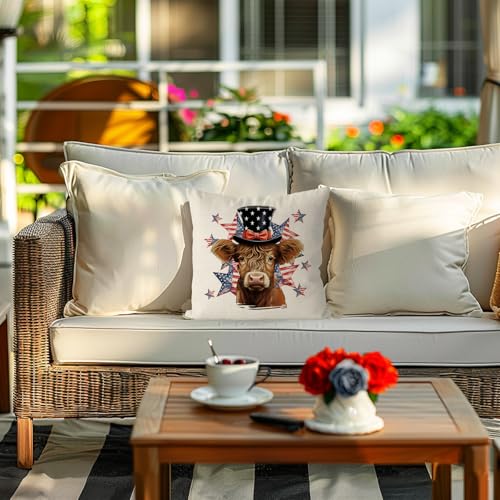 18x18 Inch American Patriotic Pillow Cover - 4th of July Throw Cushion