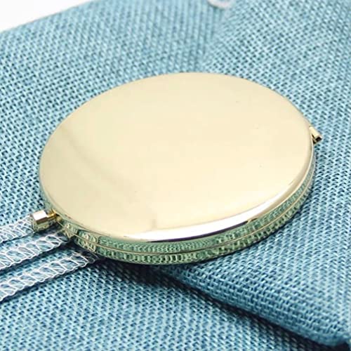 Compact Pocket Makeup Mirror - 2.75 Inch Gold Travel Mirror with 1X/2X Magnification