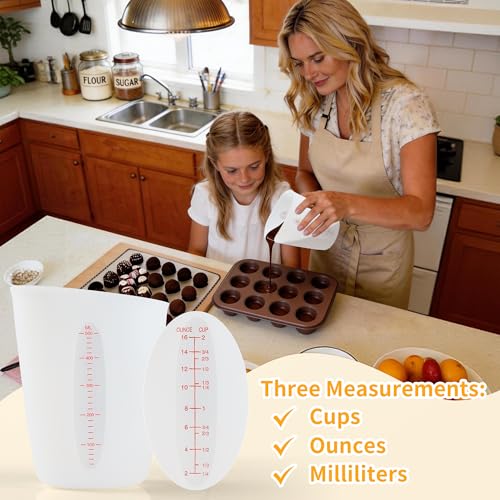 Wilewir Silicone Measuring Cups Set - 1/2 Cup, 1 Cup, 2 Cup - BPA Free
