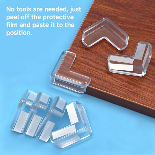 Transparent L-Shaped Corner Protectors - 12 Pack PVC Bumpers