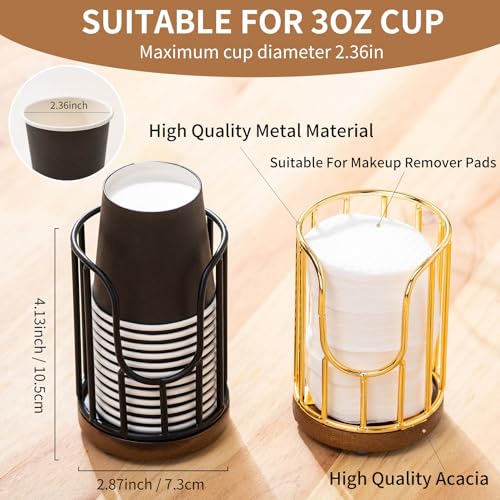 Bathroom Cup Dispenser with Acacia Wood Stand - Modern Toothbrush Holder