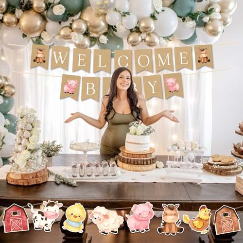 Farm Animal Baby Shower Banner - Welcome Baby Party Decoration Supplies
