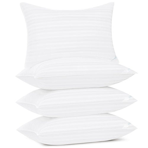 downluxe Standard Size Pillows Set of 4 – Premium Down Alternative Bed Pillows for Back, Side & Stomach Sleepers, White