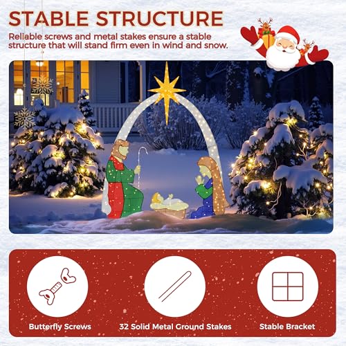 Outdoor 6ft Lighted Nativity Scene Set with 240 LED Lights for Christmas Yard and Garden