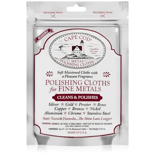 Cape Cod Metal Polishing Cloths - Pack of 2, 4x6 Inch for Fine Metals