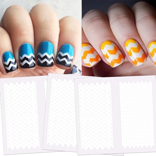 French Tip Nail Guides Smile Line Stickers 60 Sheets Wave Line