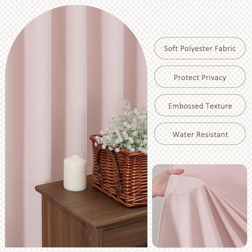 Ebesto Pink 72x72 Inch Waffle Embossed Shower Curtain - Water-Resistant, Machine Washable Bathroom Decor, Hotel-Style Fabric