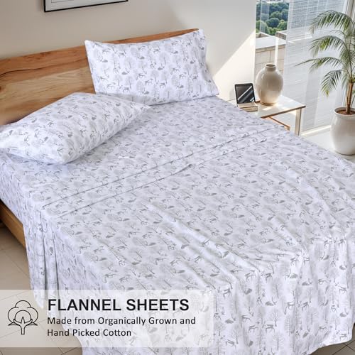 Reindeer Rush Organic Cotton Flannel Bed Sheet Set Full Size