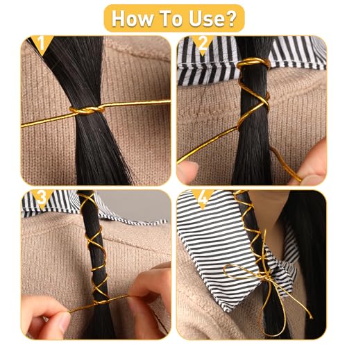 Sliverdew 4 Pack 5M Gold Hair Strings for Braids and Dreadlocks