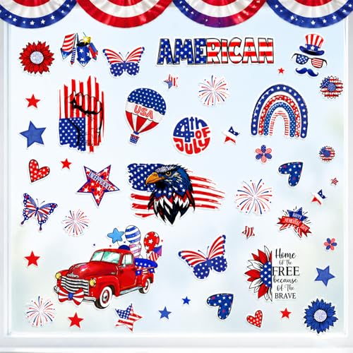4th of July Window Clings Set - 102 Reusable Patriotic Decals