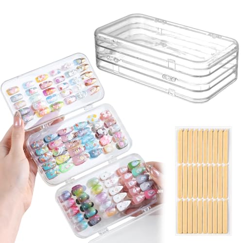 Foldable Acrylic Press On Nail Organizer Case with Adhesive Tabs