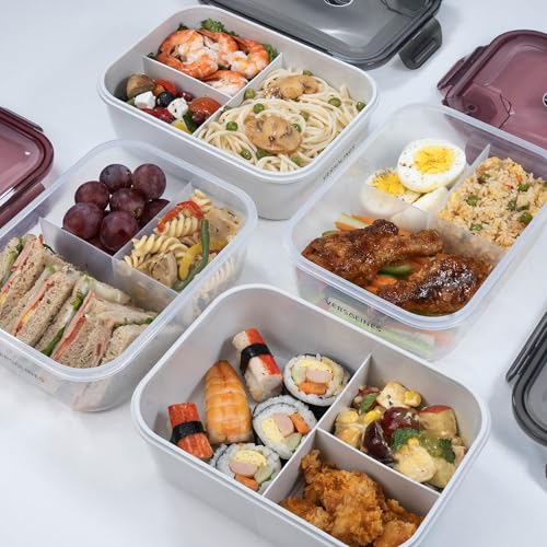 Versalines 3 Compartment Bento Box - Microwave & Dishwasher Safe Lunch Container