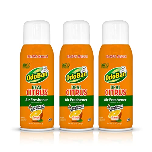 OdoBan Natural Citrus Air Freshener Spray, 360-Degree Continuous, 10 Oz (3-Pack)