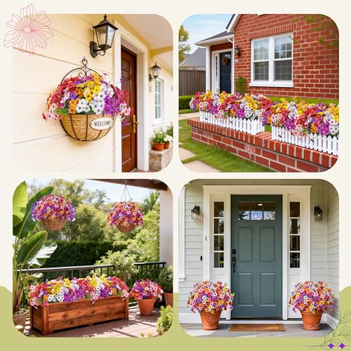 Der Rose 24 Bundles UV Resistant Artificial Flowers - 13" Faux Plants for Outdoor Decor