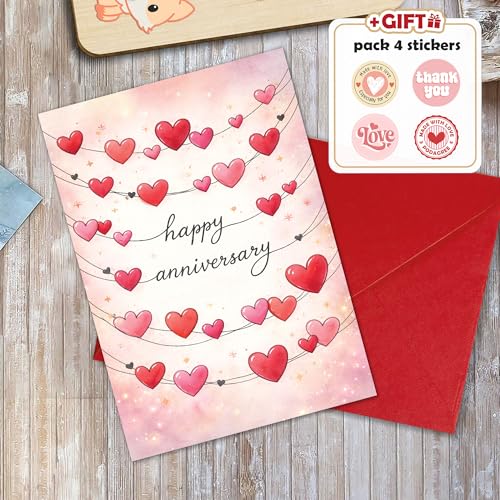 Hieprints Romantic Anniversary Card for Husband, Wife, Boyfriend, or Girlfriend