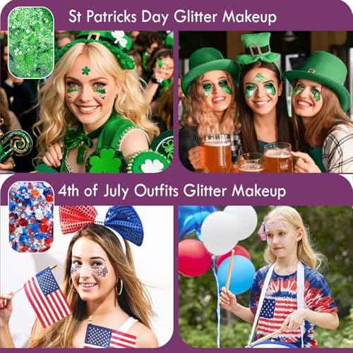 JASSINS 2-Pack Blue & White Body Glitter Gel - Chunky Mermaid Face & Hair Makeup