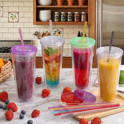 ALINK 10.5 Inch Reusable Straws - 24 Pack Tritan Straws with Brushes