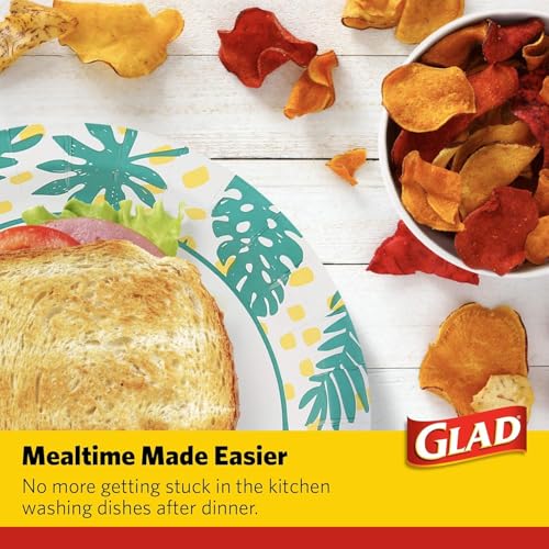 Glad 16 Oz Disposable Paper Bowls - Palm Leaf Design, 50 Count