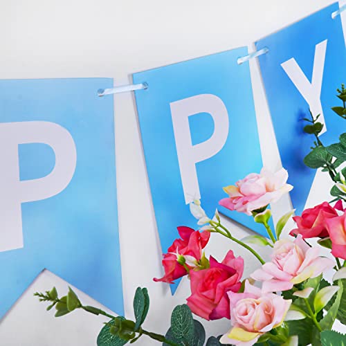 Blue Happy Birthday Banner Bunting Decoration for Kids' Parties